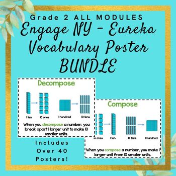 Preview of Eureka (EngageNY) Grade 2 Math Vocabulary Posters BUNDLE *GROWING**