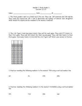 Preview of Eureka Grade 3 Module 2 Study Guide 3 (Lessons 12-17)
