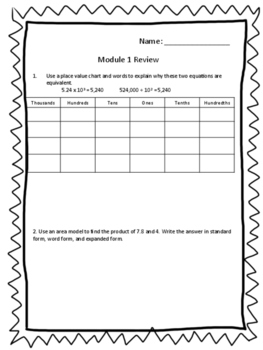 Preview of Eureka Grade 5 Module 1 Review