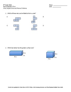 Preview of Eureka Math 6th Grade End of Module 5 Test