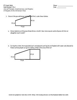 Preview of Eureka Math 6th Grade Mid-Module 5 Test