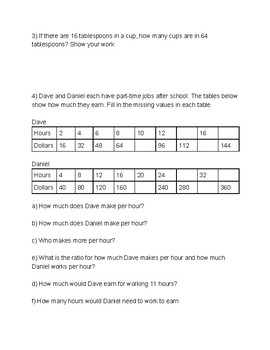 Eureka Math 6th Grade Module 1 End of Module Assessment - Modified by ...