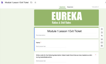 Preview of Eureka Math - 6th Grade Module 1 Topic A Exit Tickets (Google Forms)