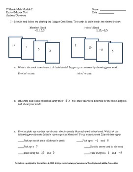 Preview of Eureka Math 7th Grade End-of-Module 2 Test