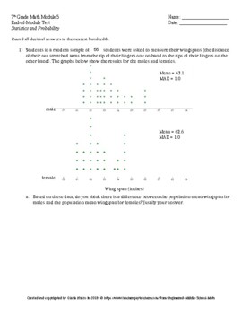 Preview of Eureka Math 7th Grade End-of-Module 5 Test