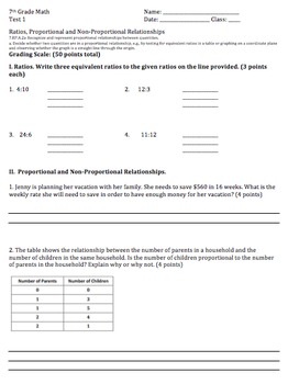 Preview of Eureka Math 7th grade Module 1 Lessons 1-6 Assessment