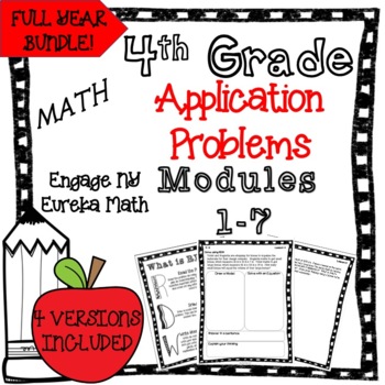 Preview of Eureka Math/Engage NY Application Problems Grade 4 Modules 1-7 FULL YEAR BUNDLE!