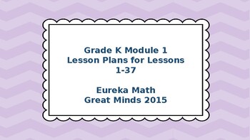 Preview of Eureka Math/Engage NY Great Minds Grade K Module 1 Lesson Plans 1-37