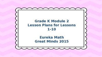 Preview of Eureka Math/Engage NY Great Minds Grade K Module 2 Lesson Plans 1-10