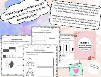 Preview of Eureka Math (Engage NY) Inspired Grade 3 Modules 5, 6, & 7 Supplemental Practice