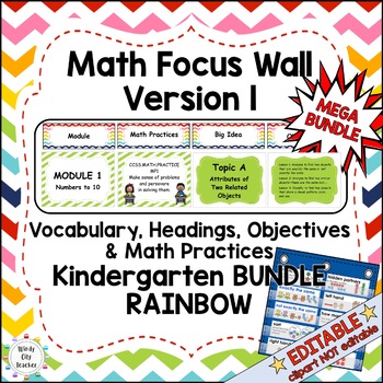 Eureka Math/Engage NY-Math Wall Bundle:Vocab & Objectives Kindergarten