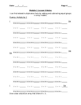 Eureka Math Grade 3 Module 1 Lesson 9 Notes Tpt