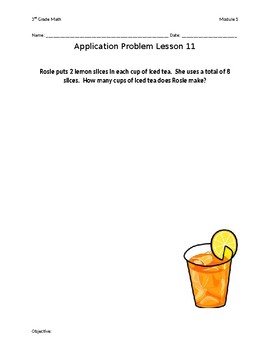 Preview of Eureka Math Grade 3 Module 1 Lessons 11-21 Application Problems