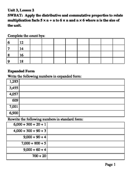 Preview of Eureka Math Grade 3 Module 3, Lessons 1 - 9