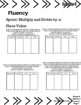 Preview of Eureka Math Grade 4 Module 1 Fluency/Application Problem/Guided Notes/Debrief