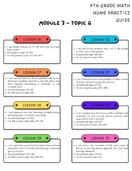 Preview of Eureka Math Grade 4 Topic G Home Practice Guide