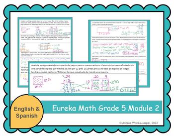 Preview of Eureka Math, Grade 5, Module 2 Completed App Problems Eng/espanol