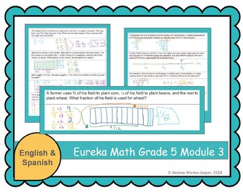 Preview of Eureka Math, Grade 5, Module 3 Completed App Problems Eng/espanol