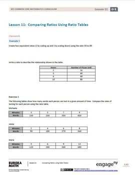 Engage NY - Eureka Math Grade 6 Module 1 Lesson 11 Student Workbook Answer Keys
