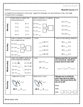 Grade 2 Unit 1 Weekly Homework or Daily Review by Misty Keaton | TPT