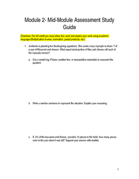 Preview of Eureka Math Mid-Module 2 Study Guide