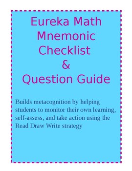 Preview of Math Mnemonic Checklist-Question Guide...Monitor/Self-Assess/Take Action