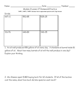 lesson 17 homework eureka math