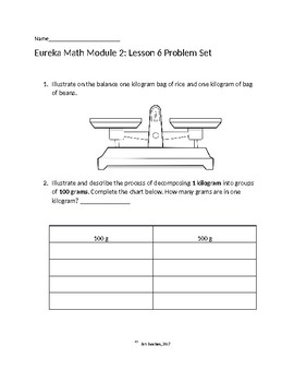 Preview of Eureka Math Module 2: Lesson 6 Problem Set  for weights and measurements Grade 3