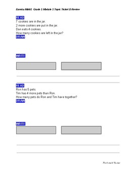 Preview of Eureka Math2  Grade 2 Module 2 Topic Ticket D Review