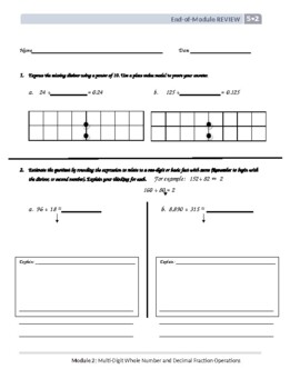 Eureka Mathematics End of Module 2 Fractions Review by Kristina Lombardo