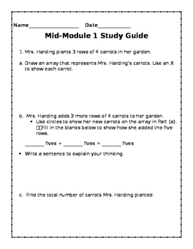 Preview of Grade 3 - Eureka Mid-Module 1 Study Guide
