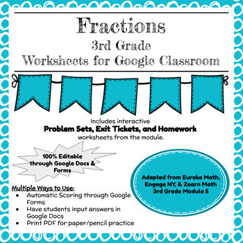 Preview of Digital & Printable Engage NY Grade 3 Module 5 Problem Sets, Exit Tickets, & HW