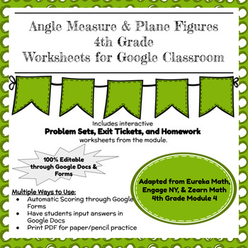 Preview of Digital & Printable Engage NY Grade 4 Module 4 Problem Sets, Exit Tickets, & HW