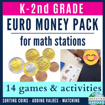 Preview of Euro Money Activities | Counting Euro Coins | Math Centers Worksheets and Games