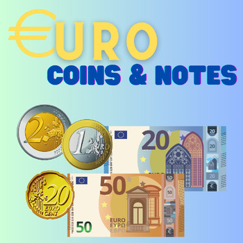 Preview of Euro money Coins and Notes Realistic Clip Art