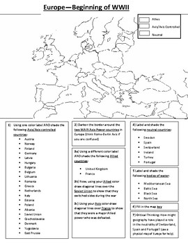 Preview of Europe 1939 Map Activity