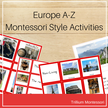 Preview of Europe A-Z Montessori Geography Pack