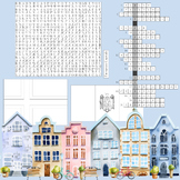 Europe Activity Bundle: Crosswords | Word Searches | Flag 