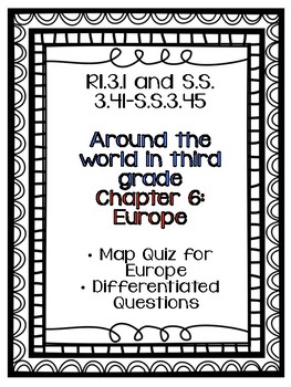 Preview of Europe-Around the world in third grade Study Guide (Differentiated)
