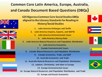 Preview of Europe, Australia, Latin America, and Canada - 625 Document Based Questions!