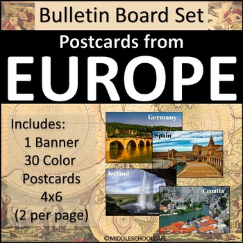 Preview of Europe Bulletin Board Set - Postcards