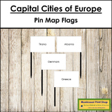 Capital Cities of Europe Map Labels - Pin Map Flags
