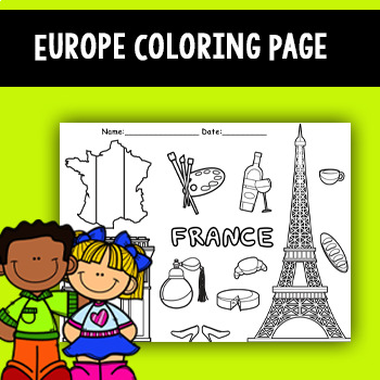 Preview of Europe Countries Coloring Page for Kids