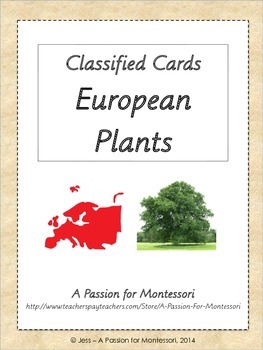 Preview of European Plants, 32 Three Part Cards, Europe continent kit Montessori