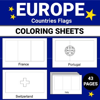 Preview of Europe Countries Flags , 43 Coloring Sheet , Geography learning