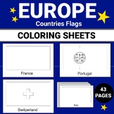 Europe Countries Flags , 43 Coloring Sheet , Geography learning