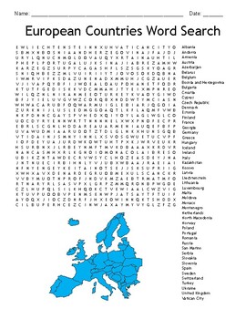 European Countries Word Search! by Oasis EdTech | TPT