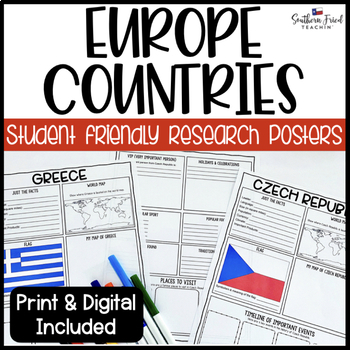 Preview of Europe Country Research Project Posters - Printable & Digital