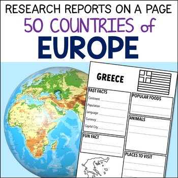 Preview of Europe Country Research Projects - Country Report Templates for World Geography