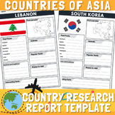 Asia Country Research Report Templates | Countries of Asia